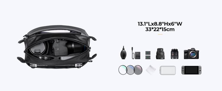 Túi đeo máy ảnh K&F Concept Alpha có dung tích 10L, kích thước 33*22*15cm