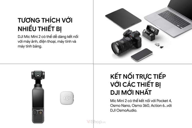 Mic Mini 2 kết nối trực tiếp DJI OsmoAudio