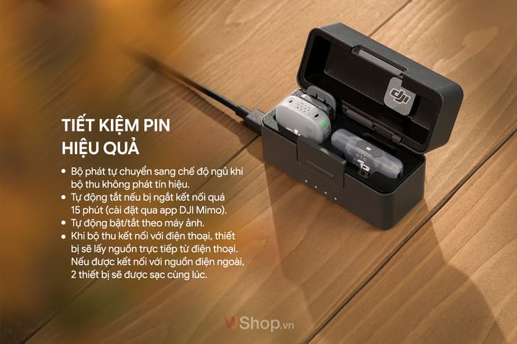 DJI Mic Mini 2 tiết kiệm pin hiệu quả