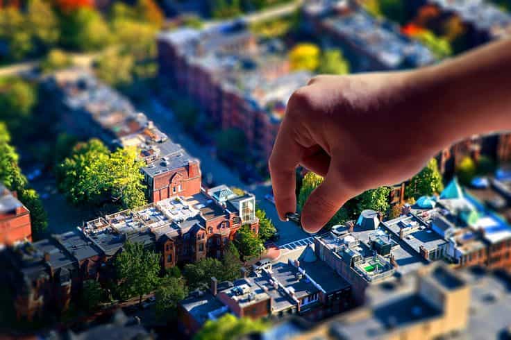 ống kính Tilt-shift tạo ảnh mô hình, đồ chơi